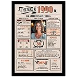 1990 / Con 5 campos Personalizables / Tarjeta Regalo Cumpleaños / 36 Aniversario / Año de Nacimiento / Cartel Decoración Fiesta / Felicitación 36 años Hombre o Mujer / Regalo Original y Especial
