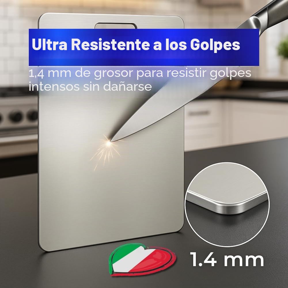 INOXLM - Tabla de cortar de acero inoxidable alimentario, 39x28 cm, apta para Haccp, profesional de doble cara, resistente, para cocina, bar y restaurante