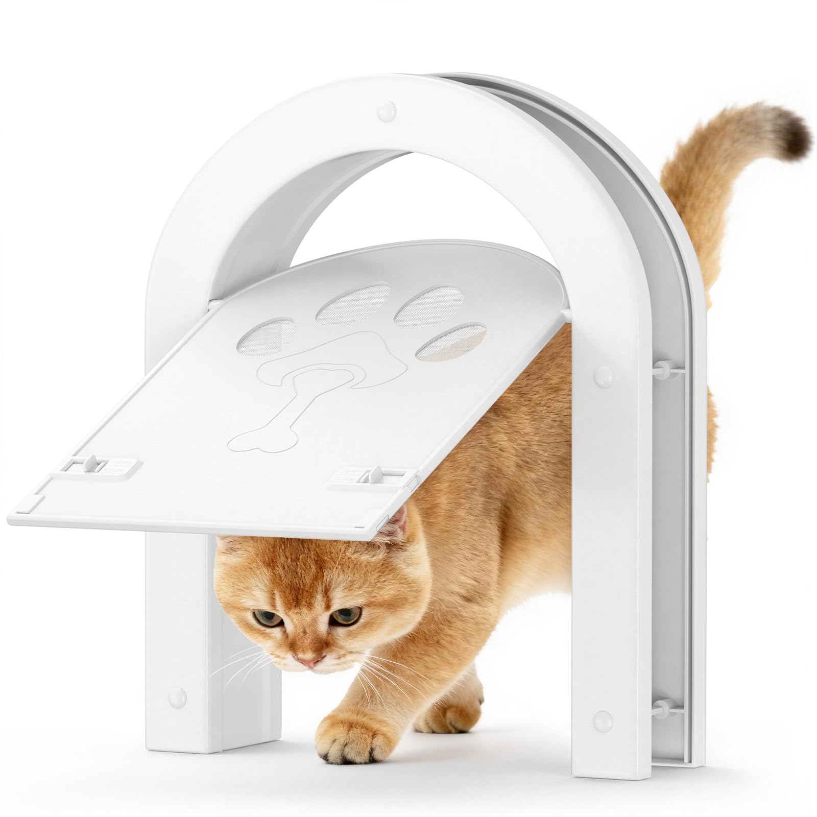 Ownpets Cat Flap Large 25.5cm x 16.8cm Easy to Fit, Secure Lockable Door for Large Cats&Small Dogs, 2 Way Entry, Fast Installation, White