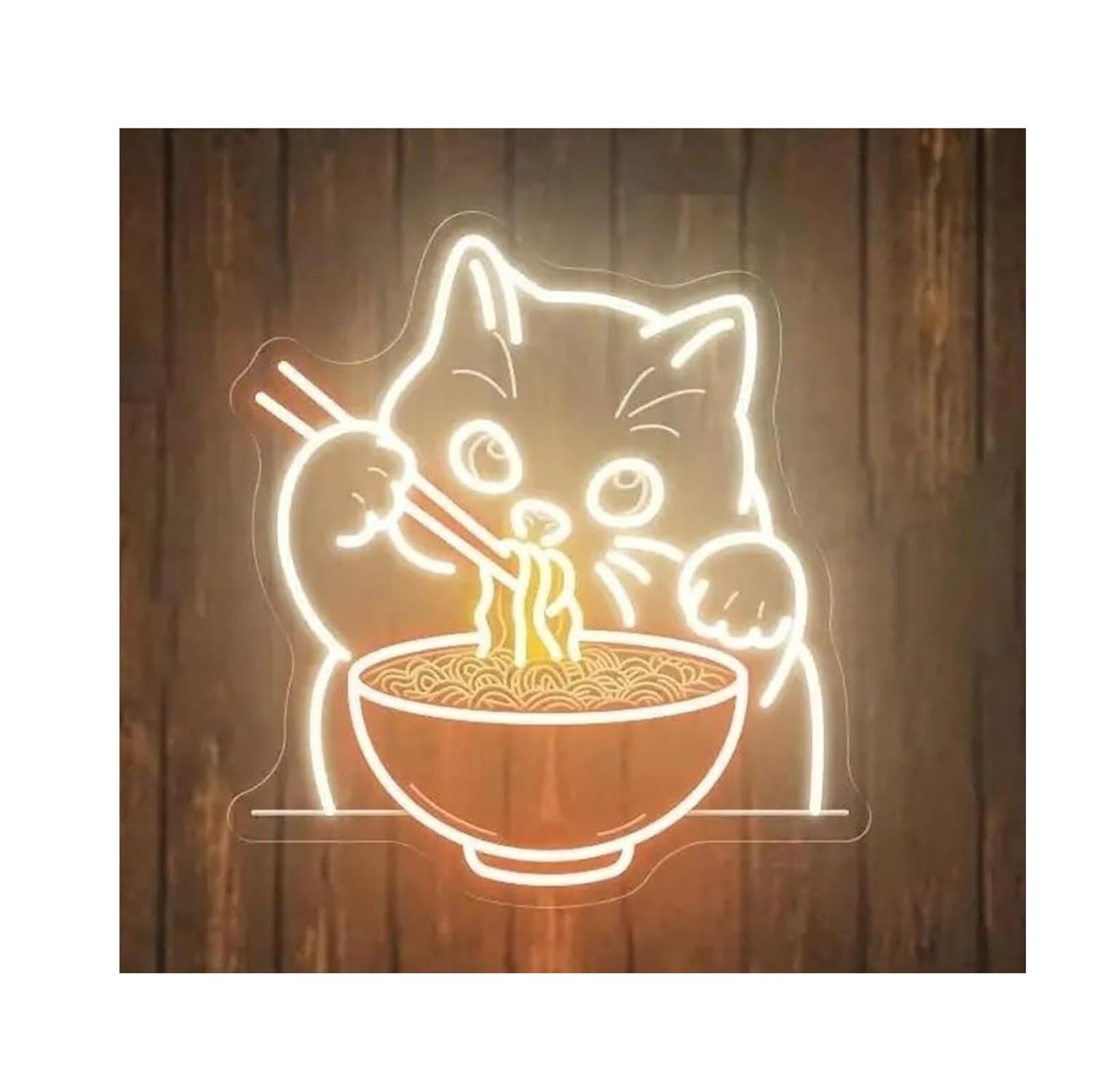 Zynther Neon lamp Soothing Atmosphere Neon Sign Lamp for Cat Ramen Business Shop Wall Decor Restaurant Noodles(A)