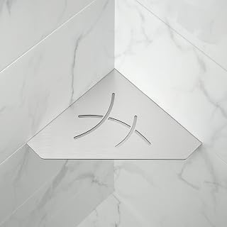 Bernkot Corner Shower Shelf Brushed 304 Stainless Steel 254 mm Recessed Corner Shelf Tiled Wall Shelf Pentagonal Shelf for Bathroom Storage No Drilling