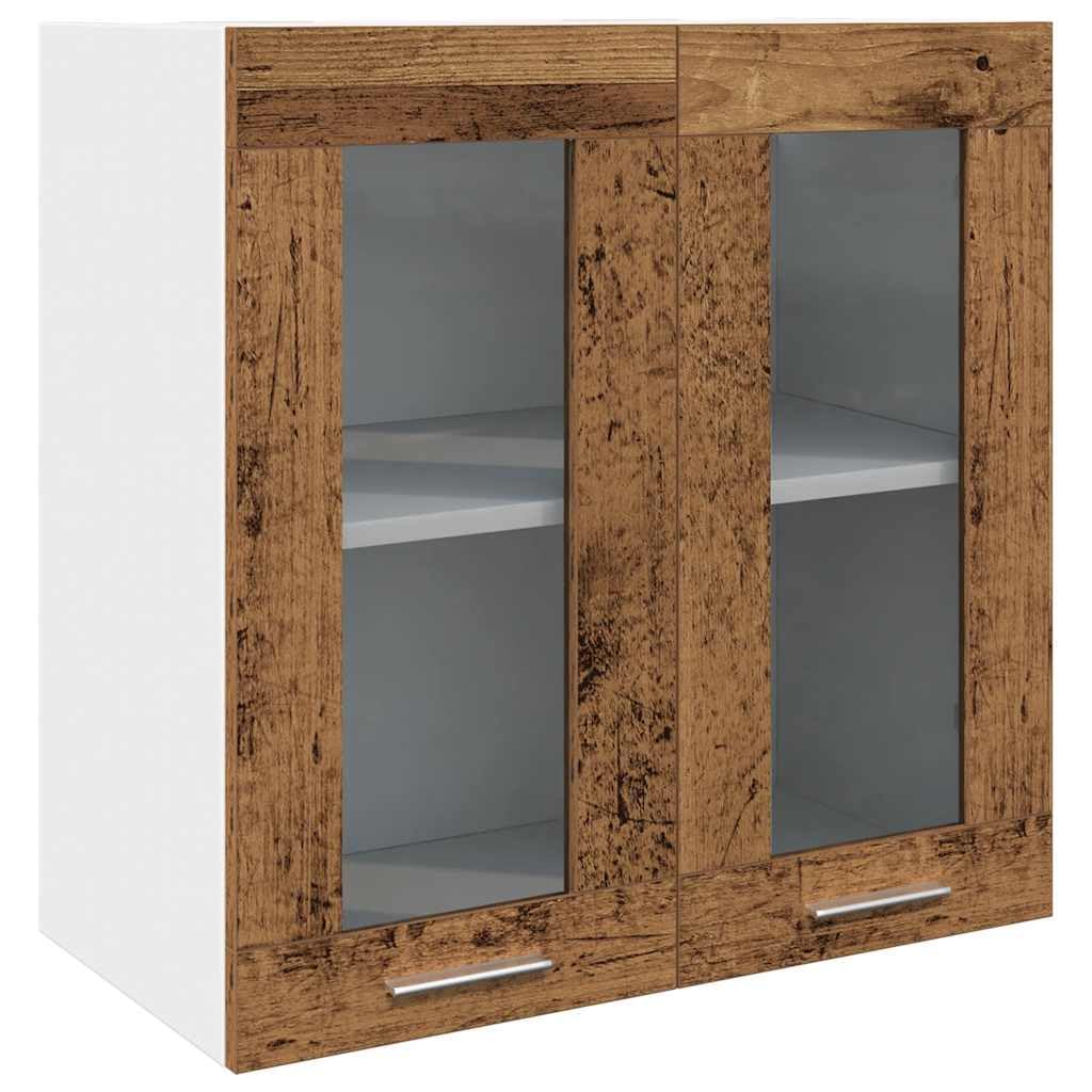 vidaXL Pensile da Cucina “Lyon” con Anta in Vetro Legno Antico
