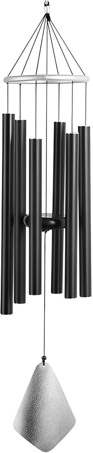 2-PC Gift Set ICE ARMOR 34" Long Tuned Wind Chime Traditional Black Tube Figurine Statue Sculpture Ornament Decoration Home/Room/Garden Decor for Housewarming, Holidays, Christmas Special