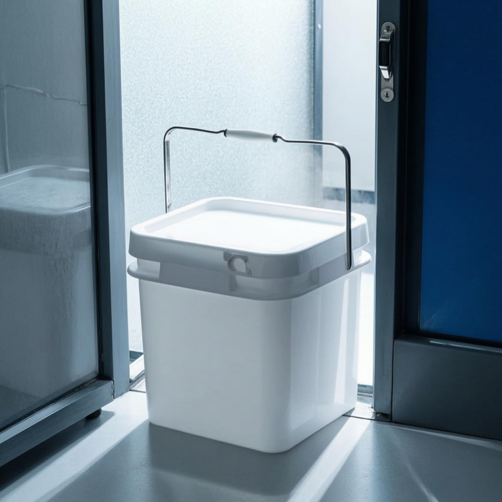 Cubo Industrial de Almacenamiento con, Blanco, 20L Modelo A con Boquilla, Tapa A Presión Engrosada