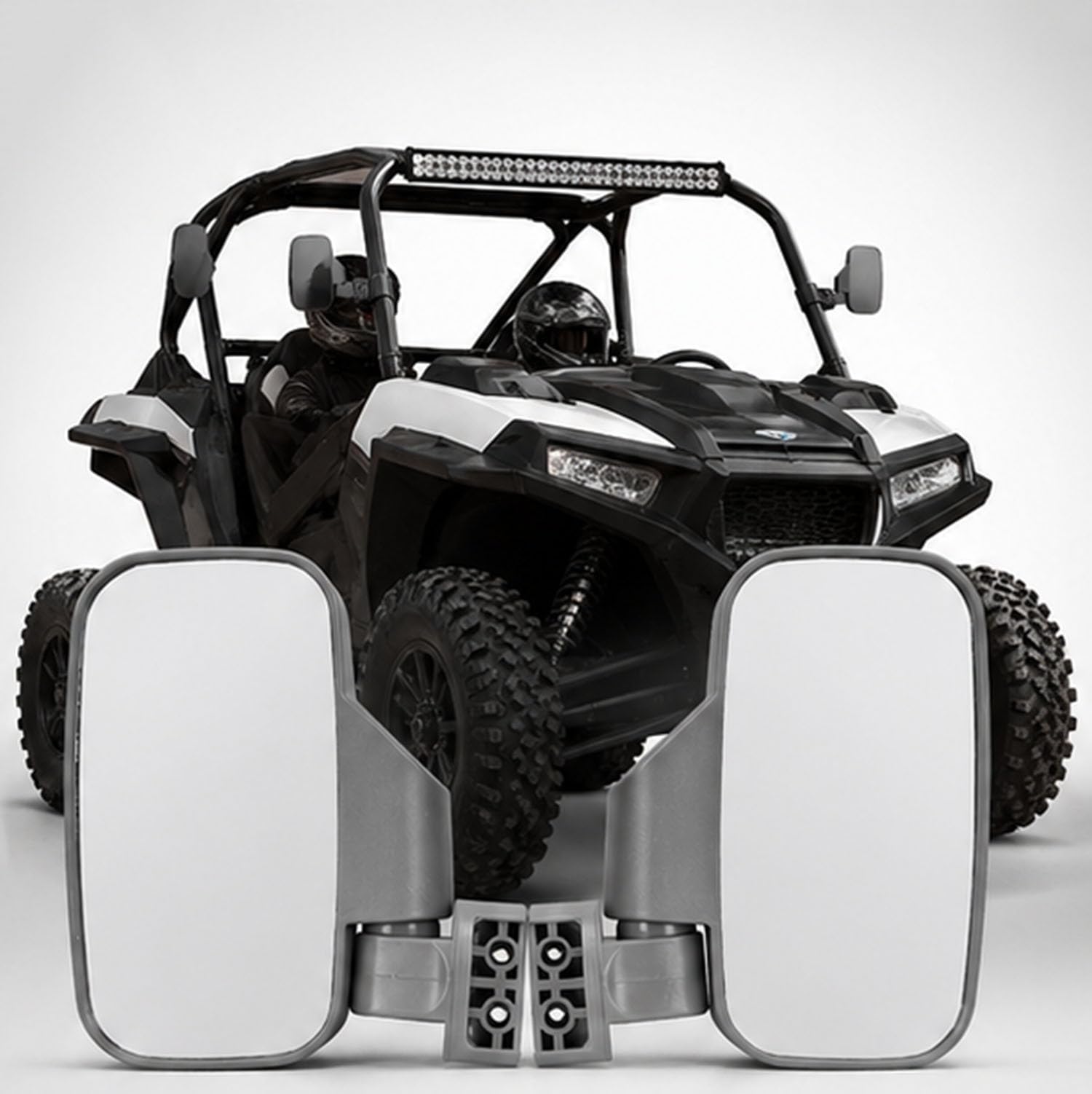 YAZVNTO UTV ATV Side Mirrors Roll Cage for Polaris RZR RS1 2018–2021 Rear View Mirrors Adjustable 360° Wide Angle Convex Off Road Mirrors Accessories,Grey Style