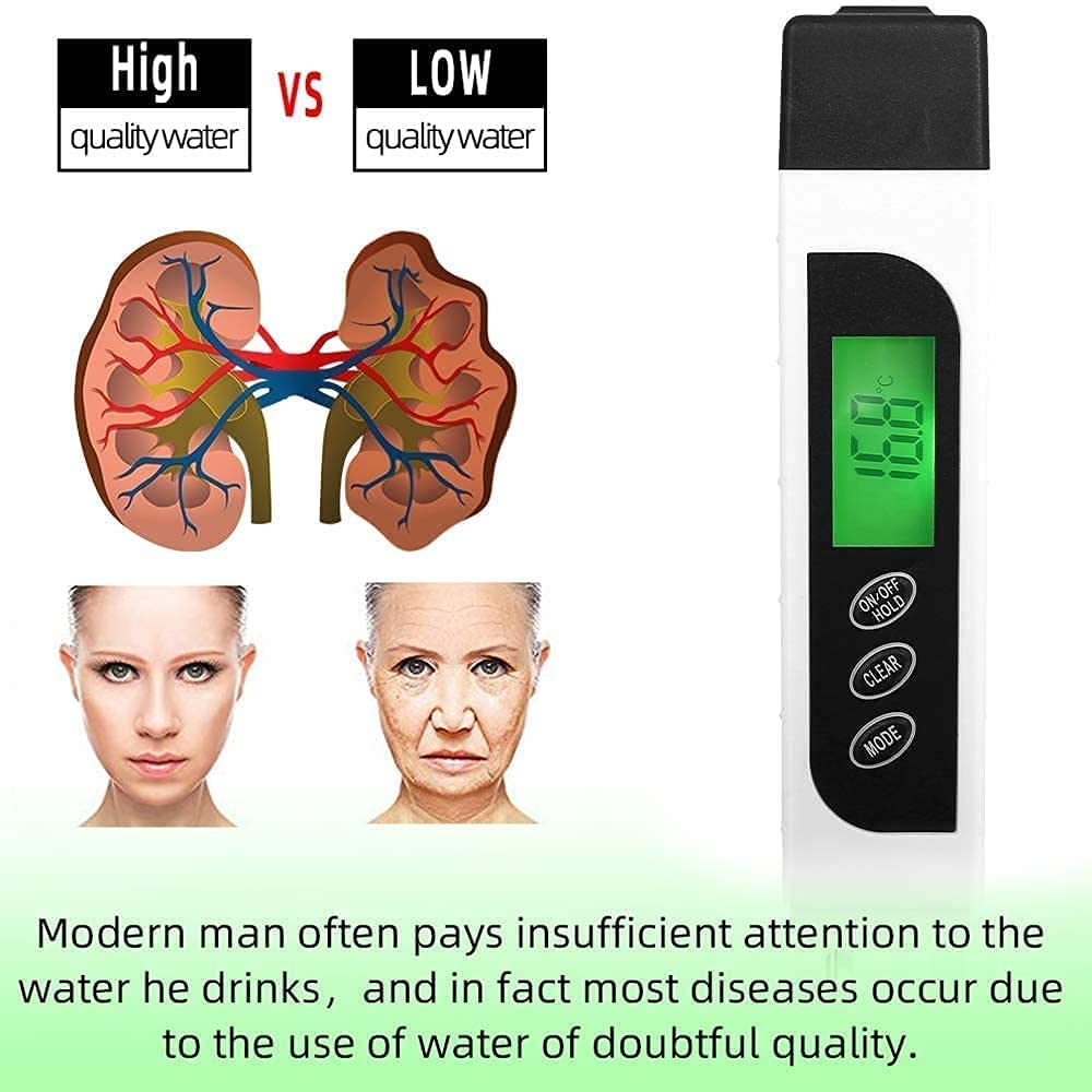 Preciso 3 en 1 Tds Prueba de Pluma portátil Alta precisión con retroiluminado LCD for Agua Potable, hidropónicos, Piscinas, acuarios Detector de Calidad de Agua práctica