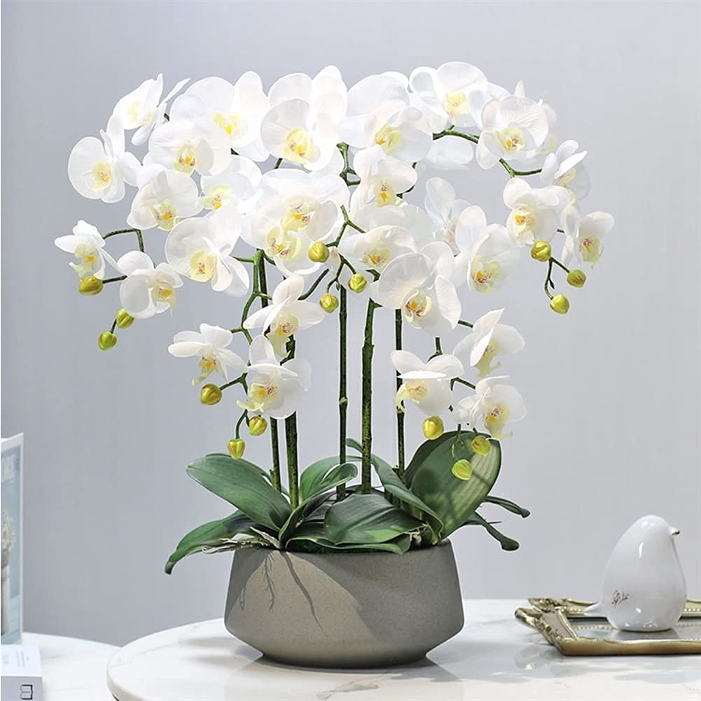 Orchidée artificielle fausse fleur phalaenopsis plante déco salon avec vase 60 cm