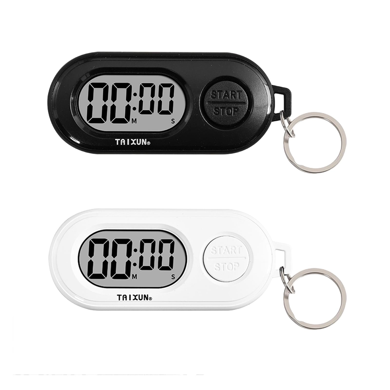 2pcs Keychains Mini Countdown Timer - Portable Timer Clock, Alarm & Silent Version, Count Up Countdown Timer, Minute/Stopwatch Countdown, Egg Timers for Boiling Eggs, for Teachers, Cooking, Study