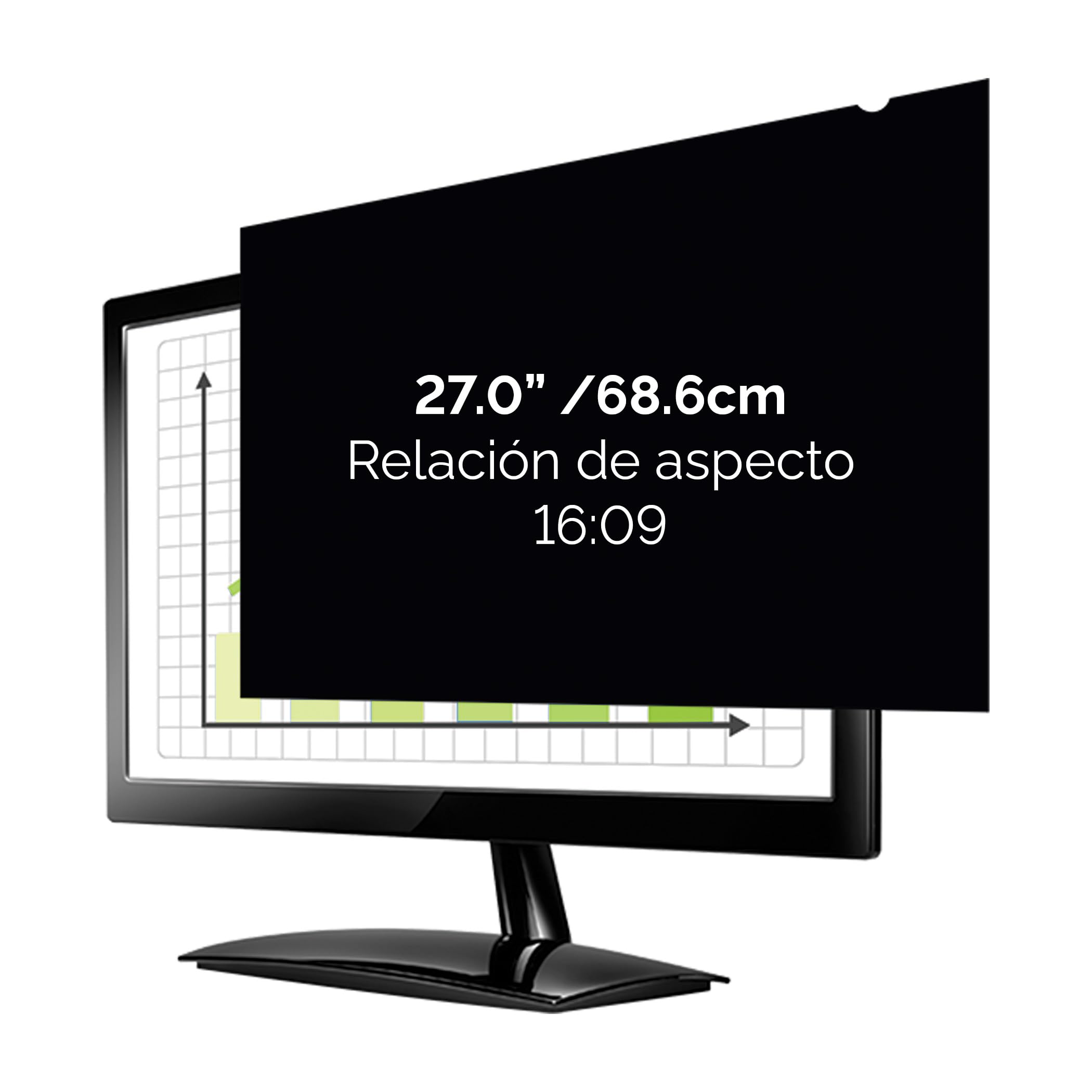 Fellowes Filtro de privacidad PrivaScreen – Protector de pantalla antirreflejos con filtro de luz azul para monitor 27.0" (16:9, 597 × 335mm) con pestañas Quick Reveal™