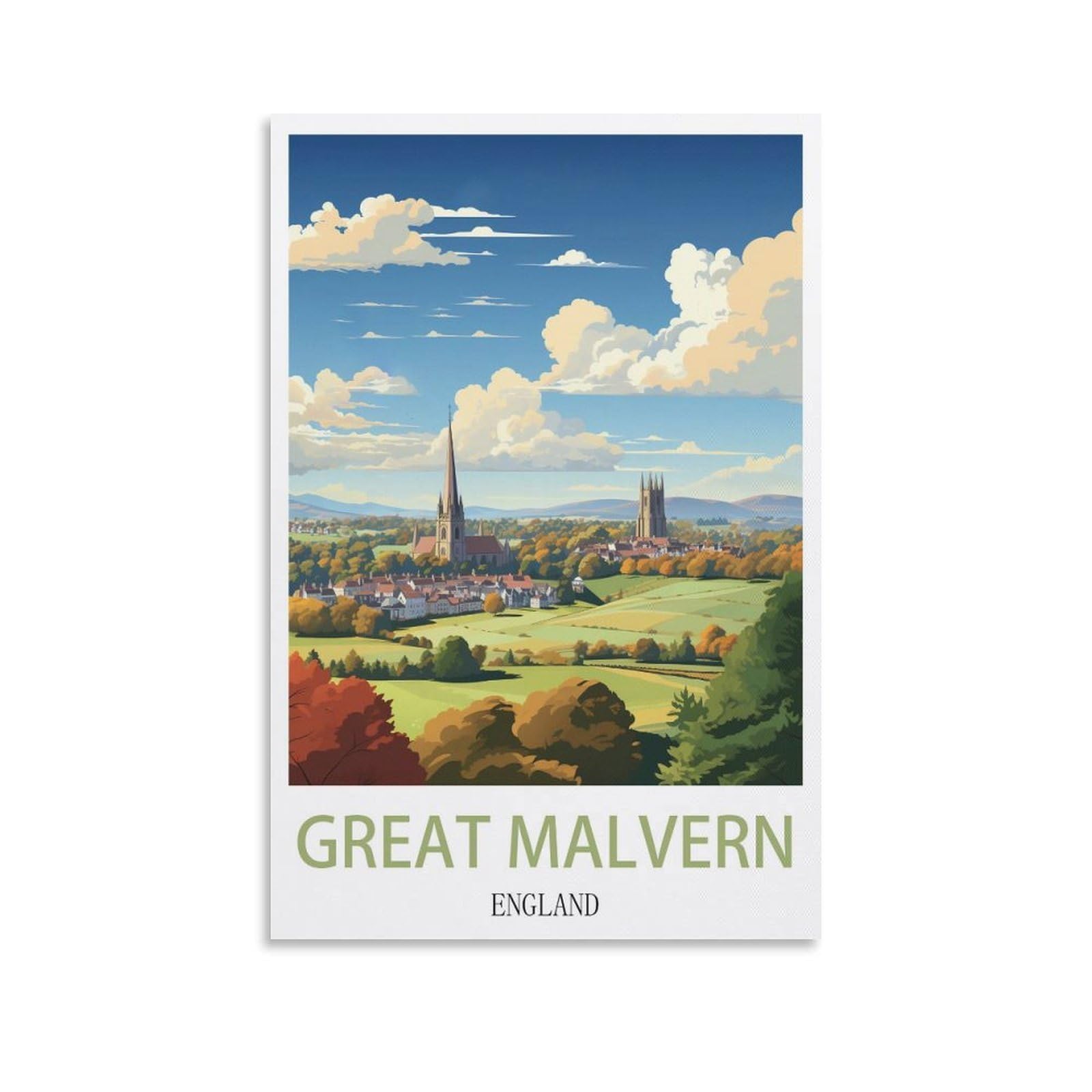 Ezmlfa S023 5D Diamond Painting Kits,Great Malvern England,Diamond Painting Kits For Beginners Round Full Drill Painting With Diamonds Gem Art For Home Wall Decor 40X50cm