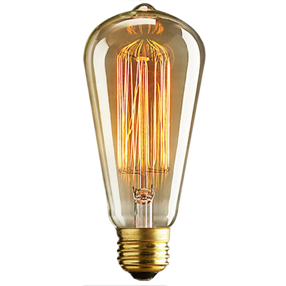 40W E27 Vintage Filament Screw Light Bulb Old Fashioned Edison Style Glass Antique Lamp T10-130MM (I)