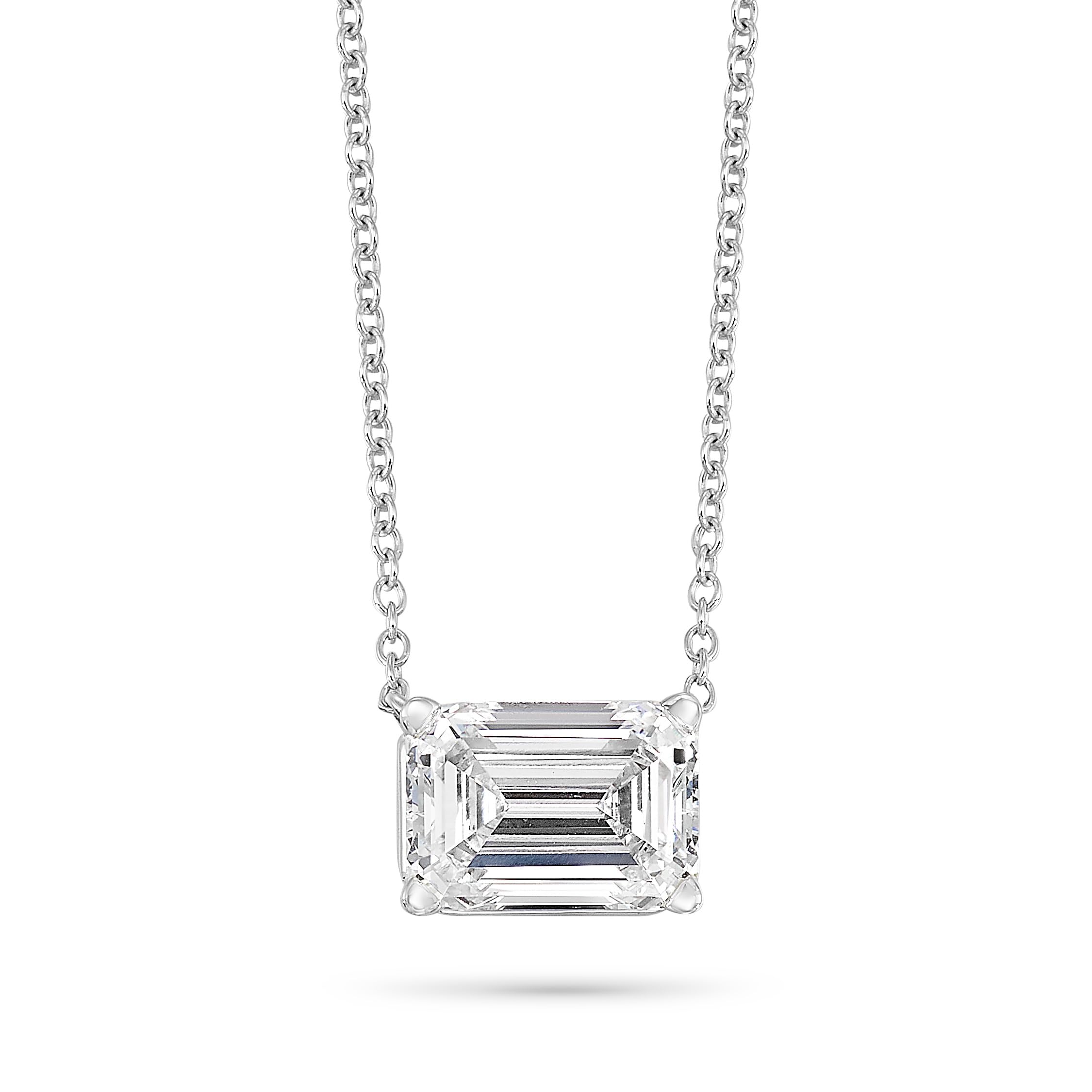 IGI Certified 1/4 to 3 Carat Emerald Cut Lab Grown Diamond Horizontal Solitaire Pendant Necklace for Women I 14k Gold (G-H, VS1-VS2, cttw) 16 to 18 Inch Adjustable Chain East-West
