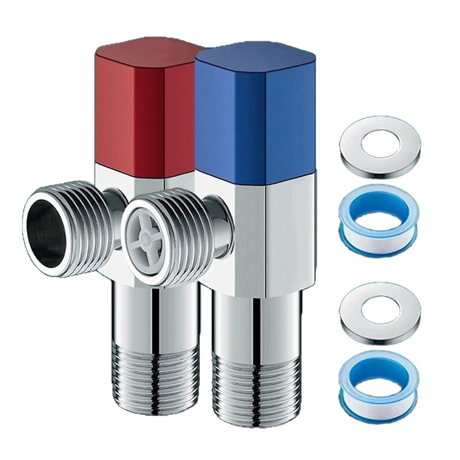 Hdoytxxm Blue And Red Water Shut Down Valves Stainless Steel 1 / 2Inch Turn Angles Stop Plumbing Fitting For Hot/Cold Water Systems Stainless Steel Angles Stop