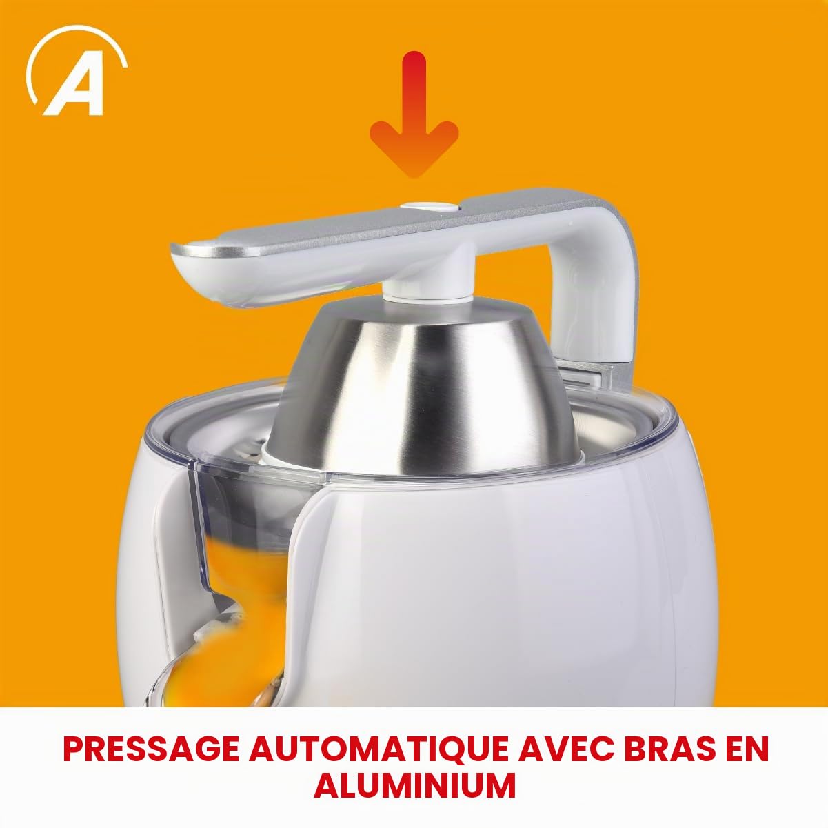 ARDES JUICE ART Presse‑agrumes électrique 500 W AC avec levier en aluminium, double cône et réservoir 0,5 L pour agrumes