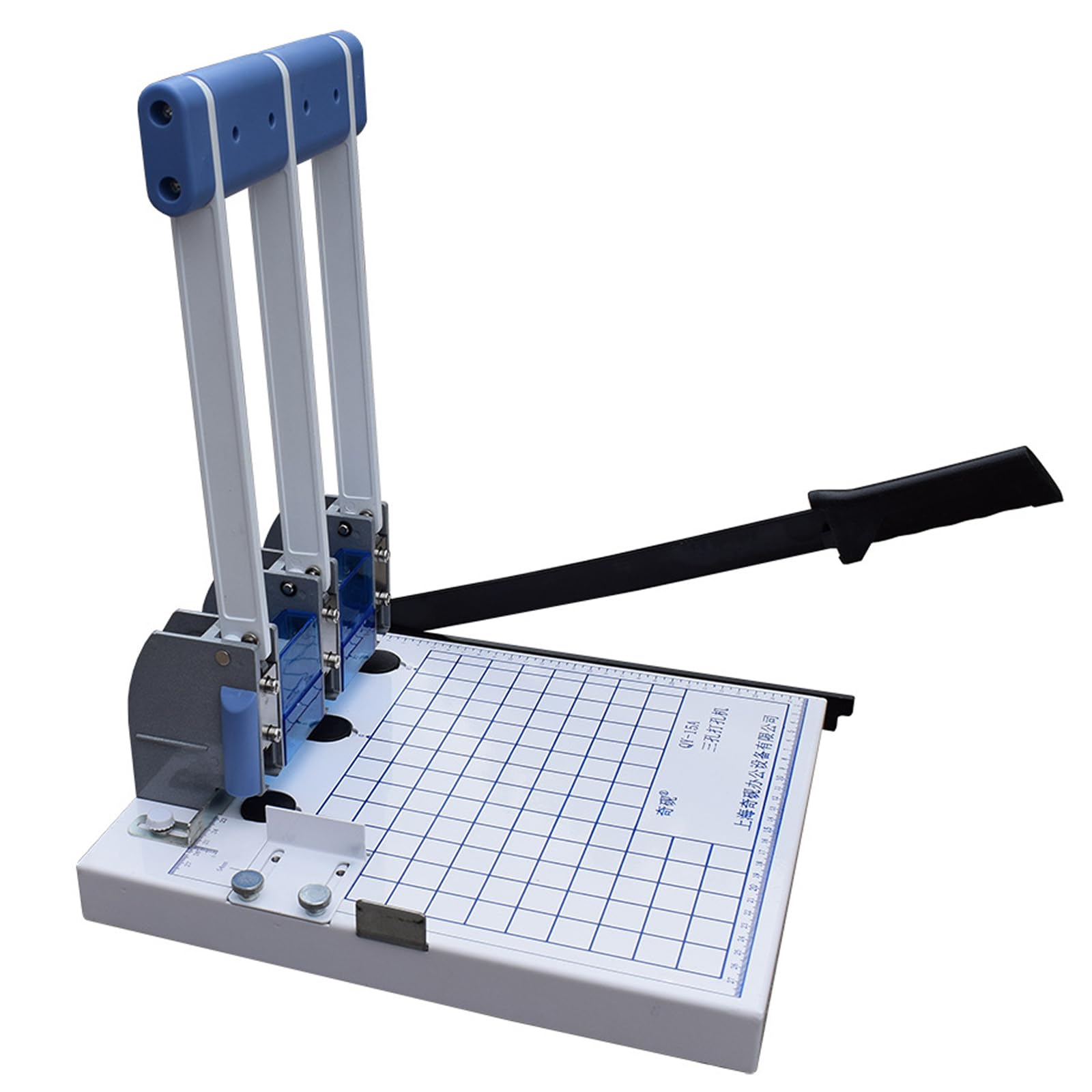 Perforatrice Manuale 3 Fori Heavy-Duty – Capacità 150 Fogli, Spaziatura 83 mm, Taglierina A4 Integrata & Cassetto Trasparente per Ufficio, Scuola & Casa 4mm