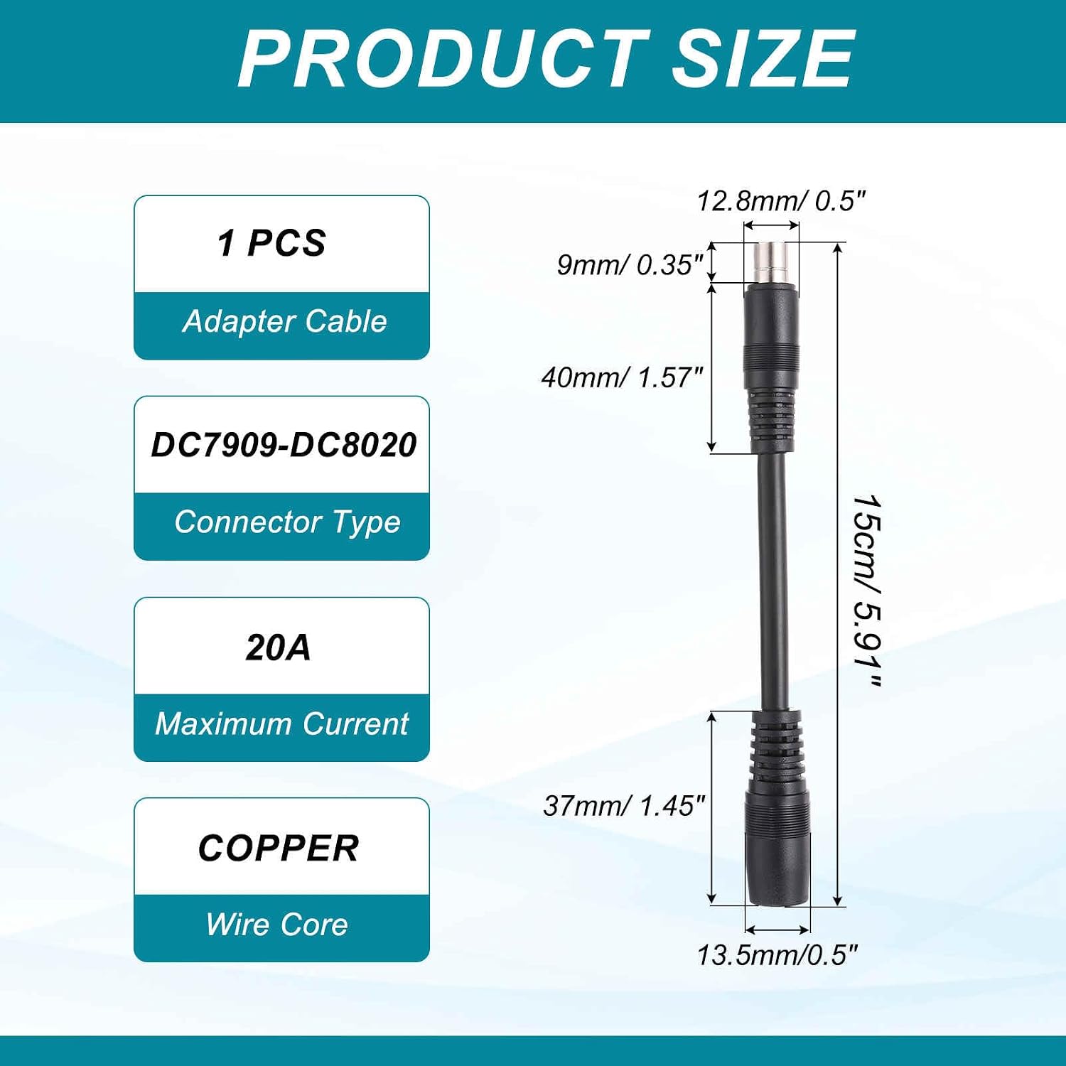MECCANIXITY DC7909 to DC8020 Adapter Cable, 20A DC7909 Female to DC8020 Male Connector Cable for Portable Power Station, Solar Panel, Solar Generator