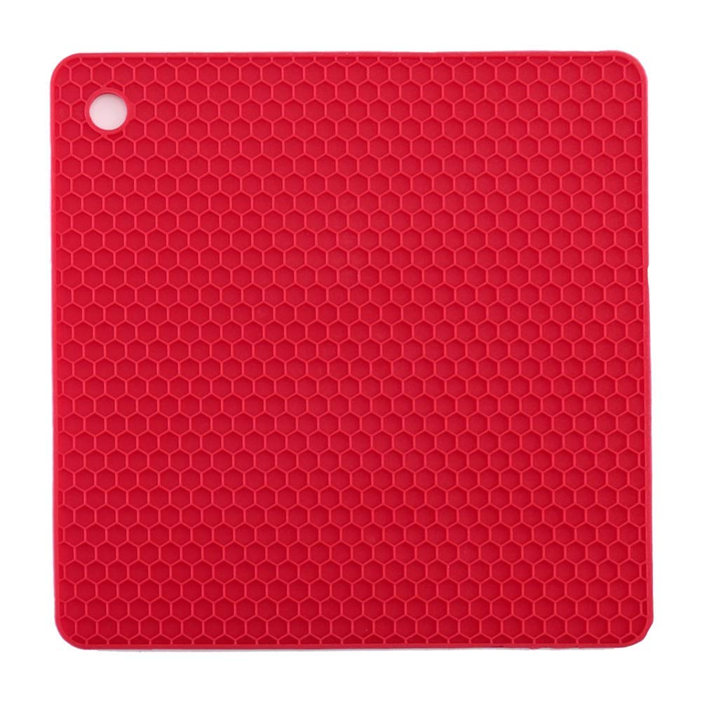 Générique Tapis d'isolation carré en Silicone nid d'abeille résistant à la Chaleur Tapis de Table Domestique (Rouge)