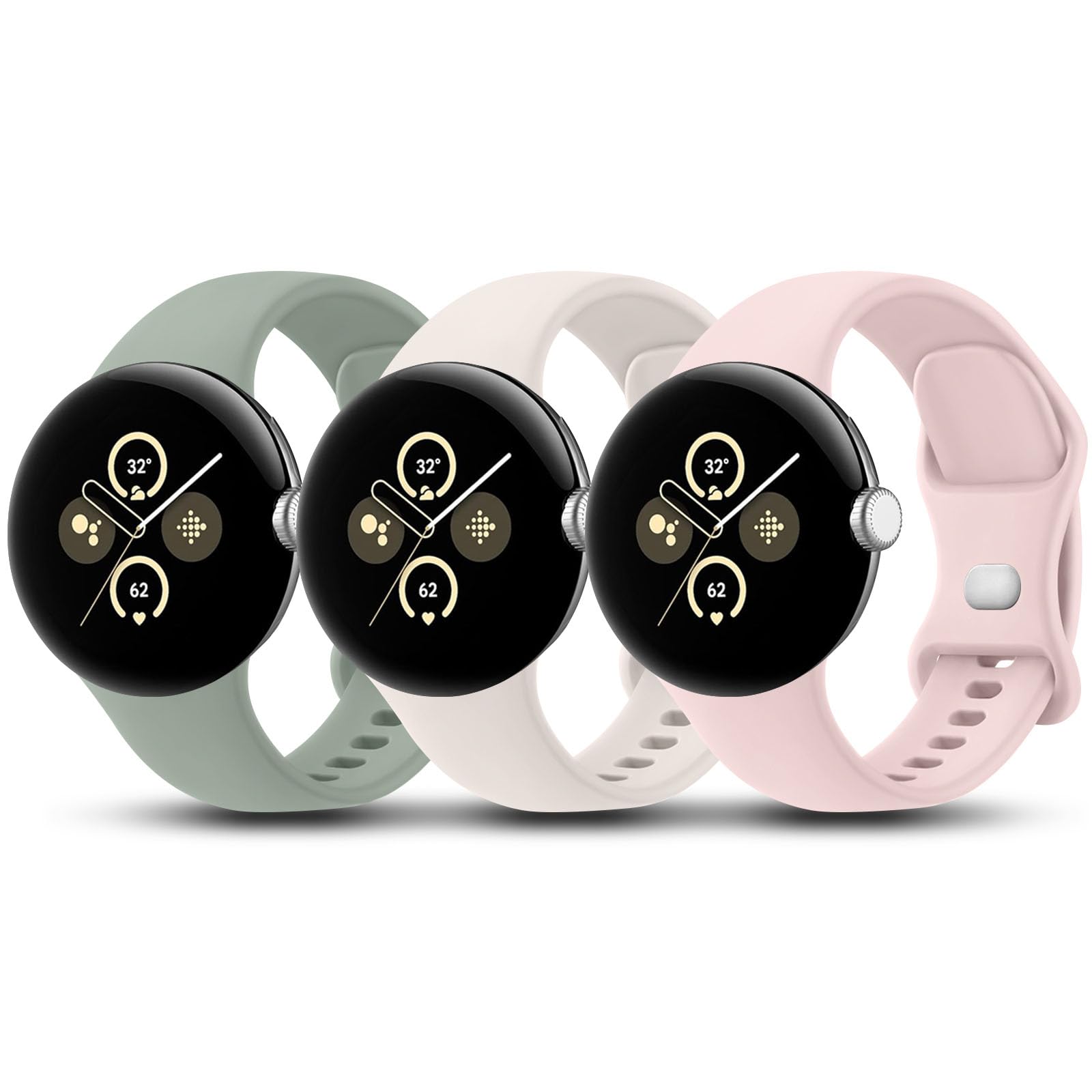 Tobfit 3 Pack for Google Pixel Watch Bands, Silicone Sport Strap Compatible with Google Pixel Watch 3 41mm / 2/1 Waterproof ReplacementWristband Women Men-picture-36
