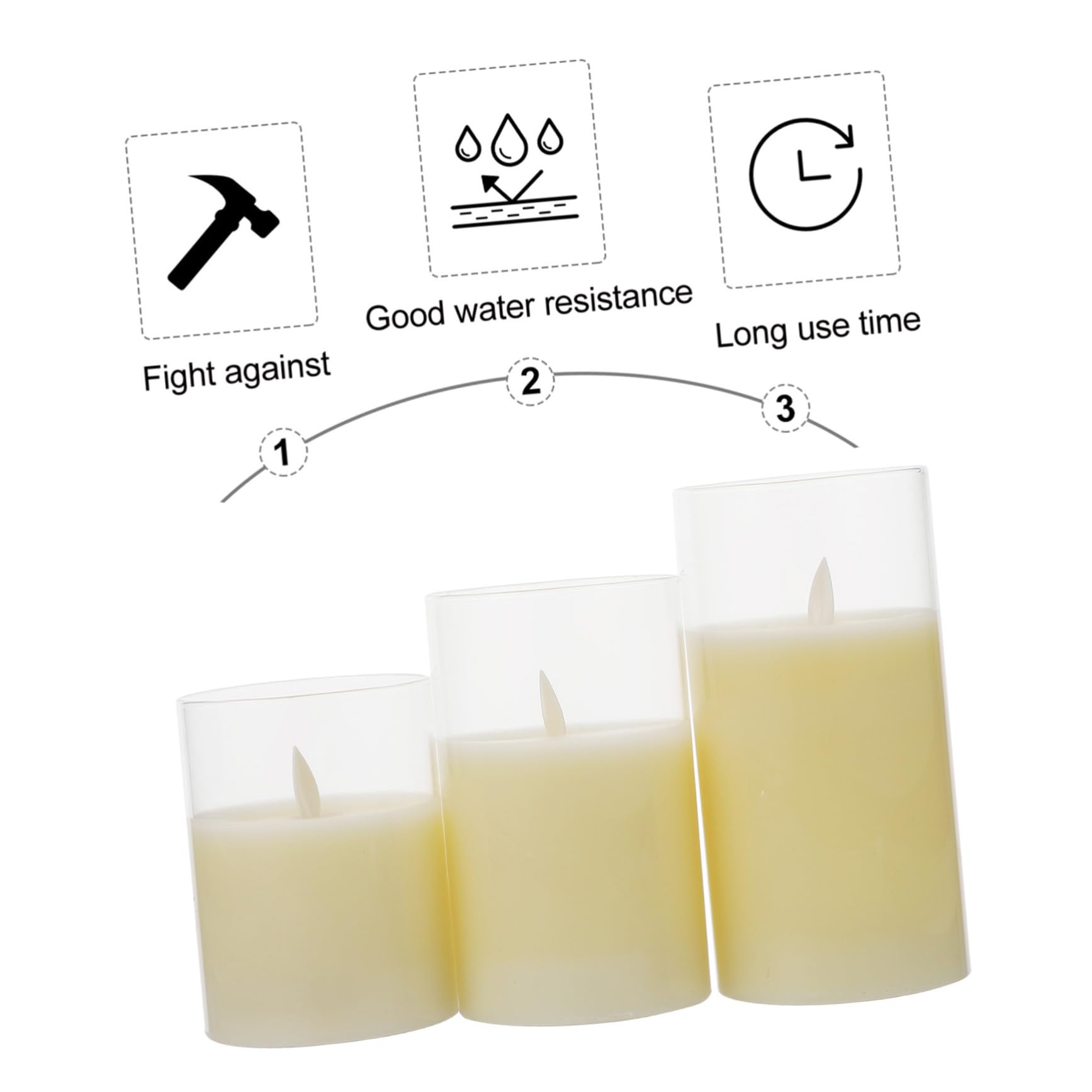 Lampade Candela Elettriche LED Simulate 3 Pezzi con Telecomando | Candeline LED con Telecomando, Paraffina e Vetro, senza Fiamma per Decorazione, 3 Pezzi
