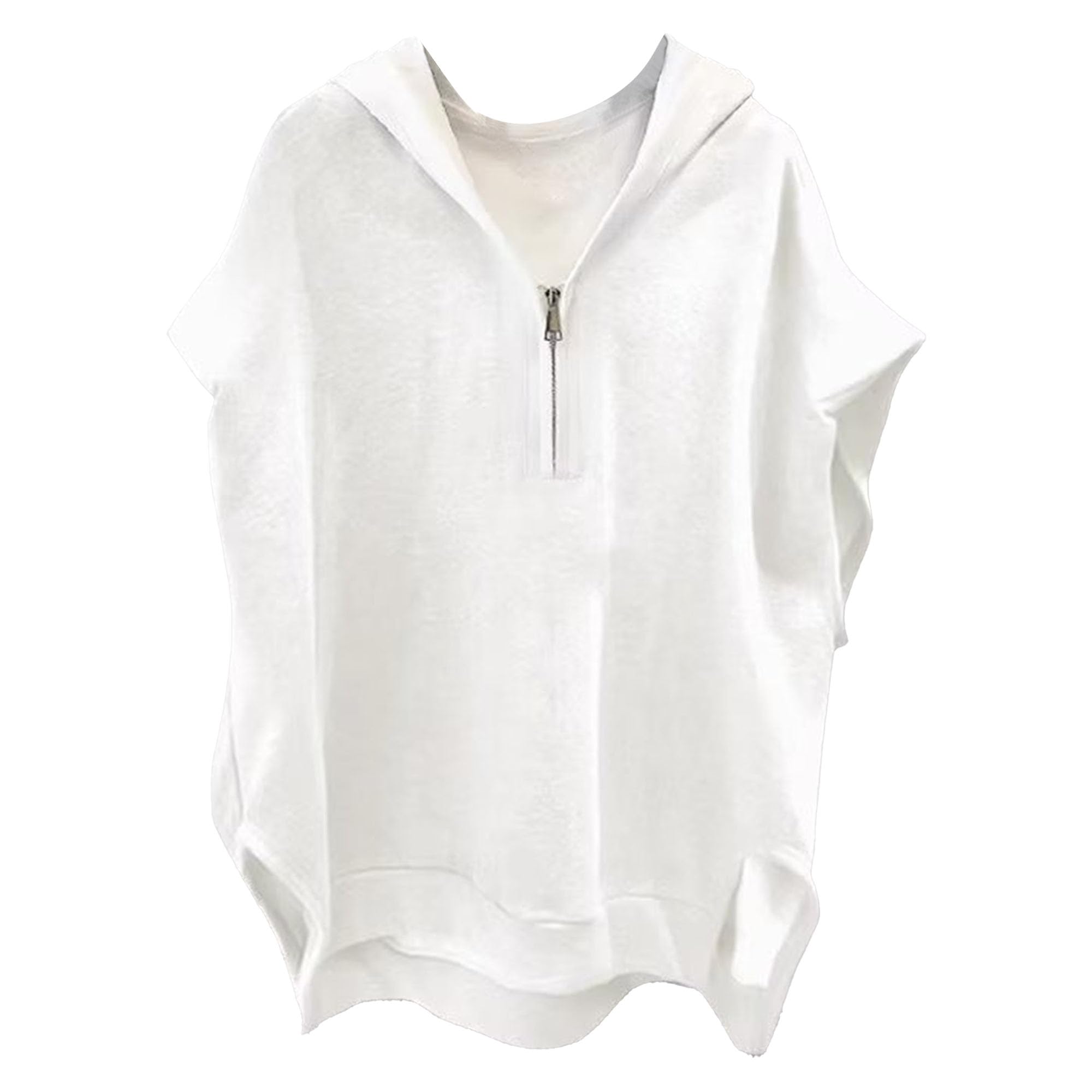 Herren-Tanktop mit 1/4-Reißverschluss und Kapuze, einfache, lockere, klassische Weste für Herren, mit Reißverschluss und Kapuze, ärmelloses Oberteil