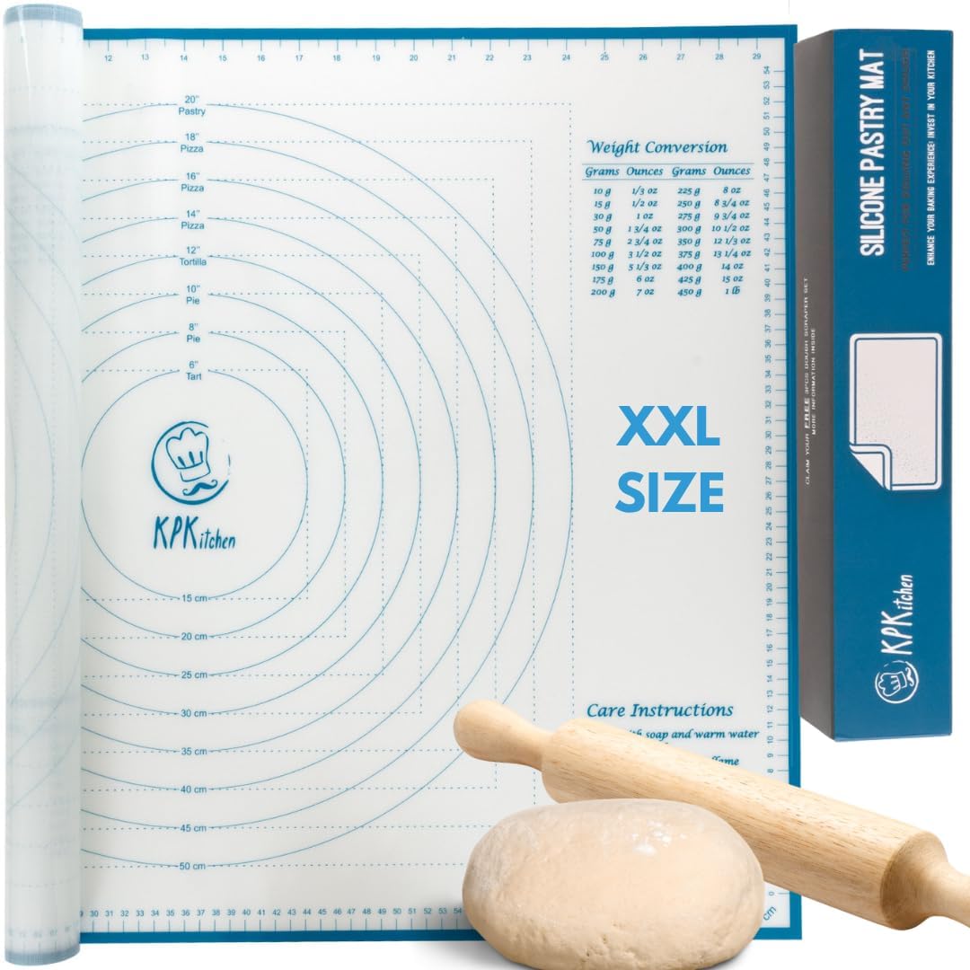 XXL Silicone Pastry Mat – Non-Slip, Easy-Clean Rolling Mat for Dough, Cookies, Pie, Bread, Pizza & Fondant – Extra Large 23.5” x 31.5” Baking Mats Board with Printed Measurements & Conversion Chart