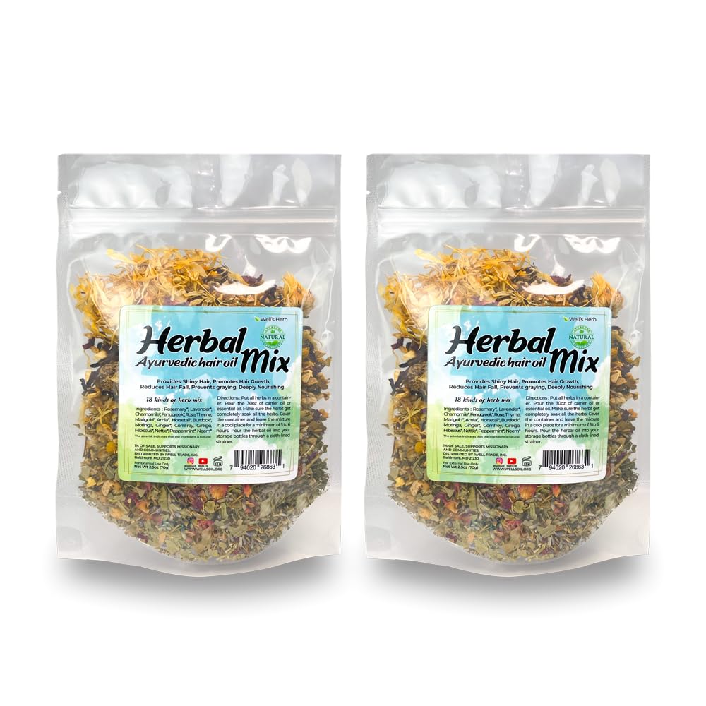 Well's Oil Herbal Mix | 18 Botanical Herbs | DIY Herbal Infusion Ingredient | Cosmetic Use Only | 2 × 2.5 oz (70 g)