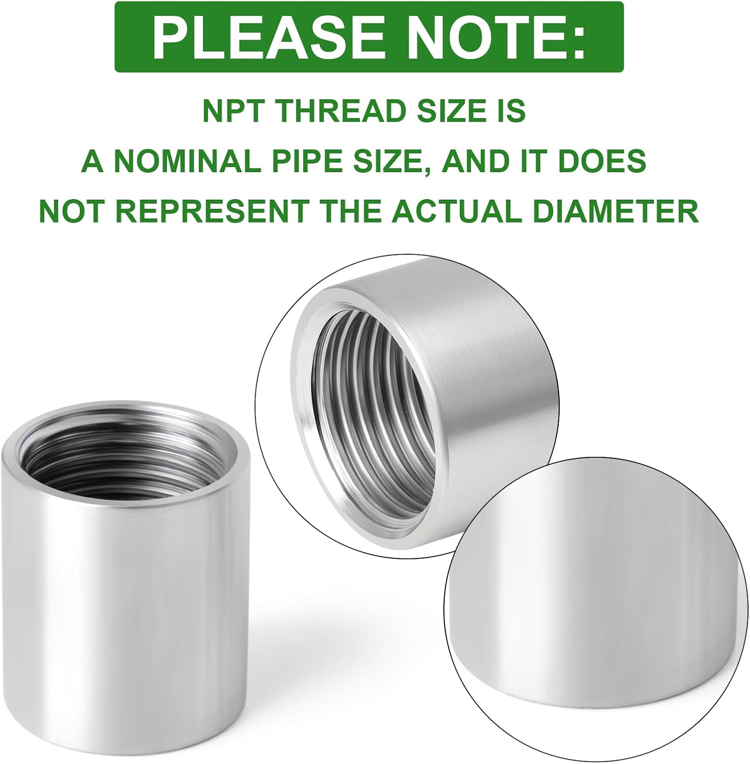 TAISHER 10PCS 304 Stainless Steel Cast Pipe Fitting, Thickened Coupling, 1" x 1" NPT Female Threaded