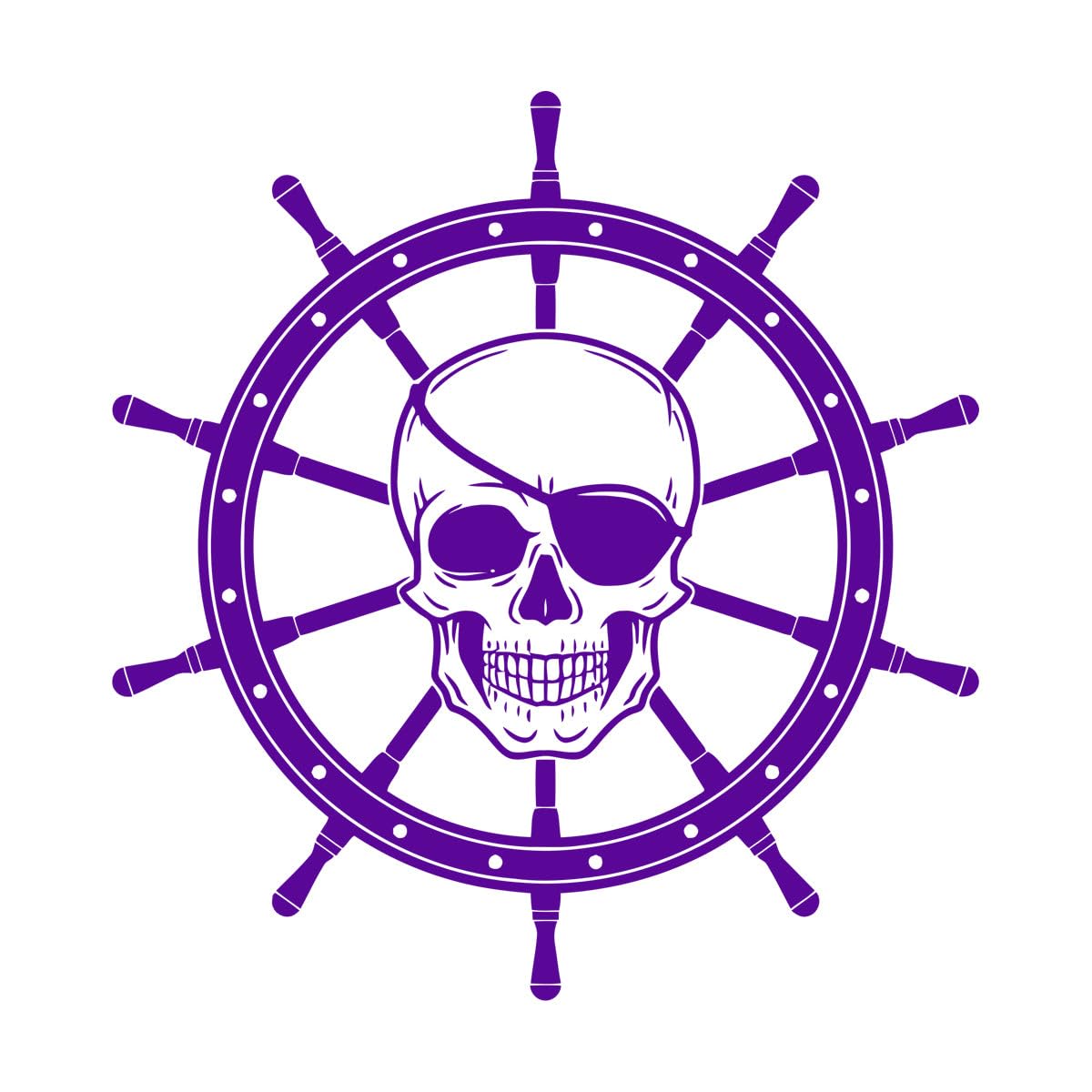 Pirate Skull Wall Decal Ship Wheel Nursery Decor Nautical Vinyl Sticker Child Room Anime Self Adhesive Wallpaper Extra Large - 60x62cm