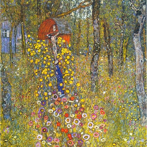 Impression sur toile Jardin de fermiers Klimt 101x127 cm pour decoration interieure elegente