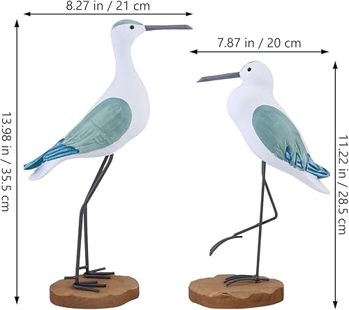 Miniatura 7 de Sewroro 2 estatuas de madera de gaviota, estatuas de madera de gaviota, estatuas de pájaros, figuras de simulación de aves marinas para centro de