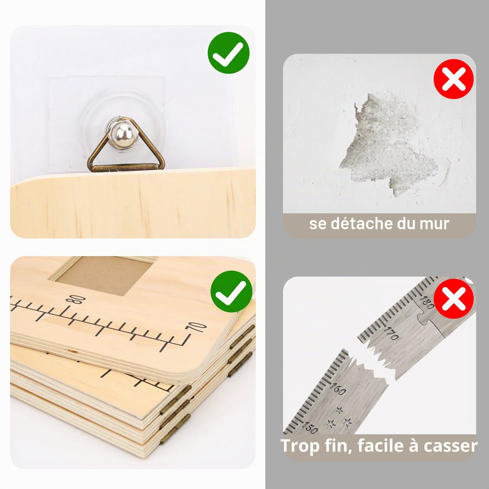 Bois Massif, Toise pour Chambre d'enfant Personnalisée, 70-190 cm - Toise Enfant Bois, Hauteur Mesure pour Enfants en Bois avec Cadre Photo, Cadeau Personnalisé pour Enfants et Bébés