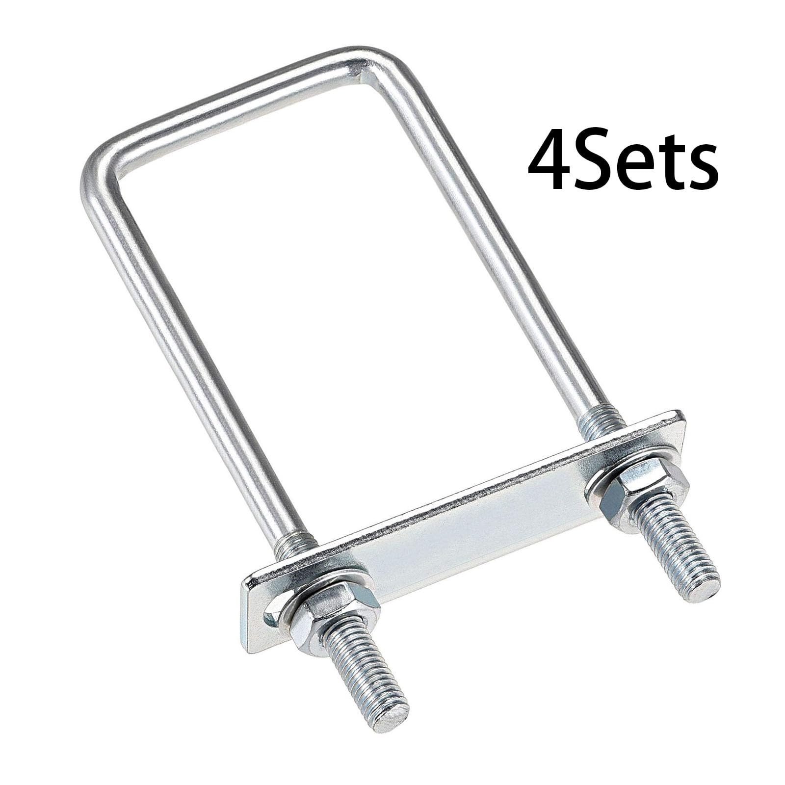 TOP-VIGOR 4 sets M8 Square U-Bolts, 50mm Inner Width 150mm Length Steel U-Bolts with Nut, Plate - Image 3