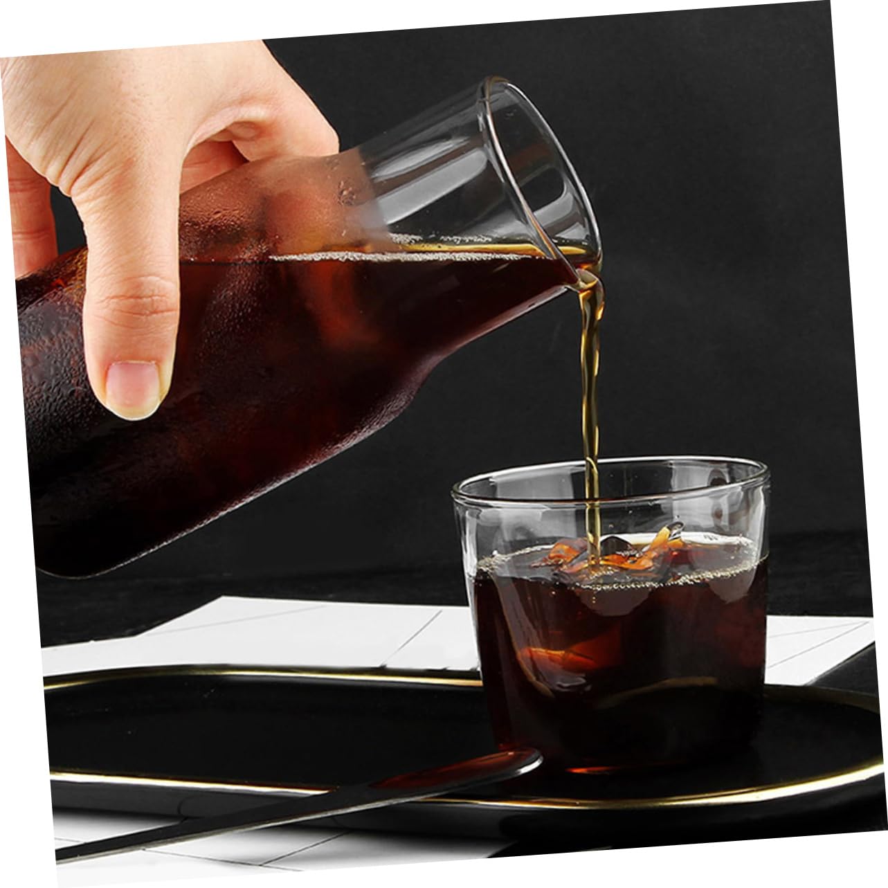 COLLBATH 1 Set One Person Drinking Glass Highball Drinking Clear Container with Lid Transparent Water Jug Clear Mugs Coffee Cup Breakfast Drink Night Water Glasses with Lids Milk