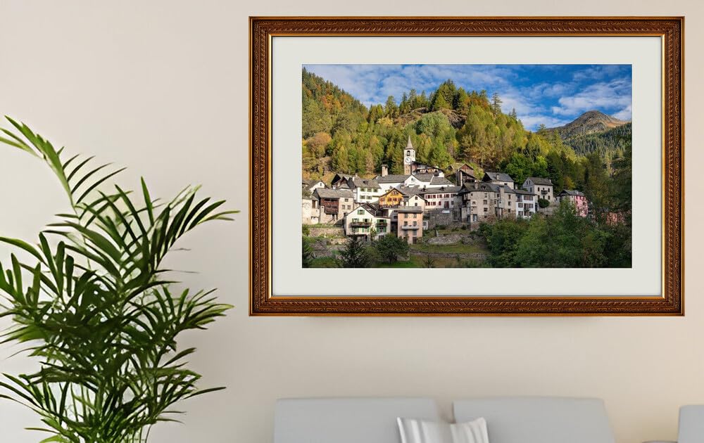 JVERF - JZZG29749 Switzerland Mountains Houses Ticino Alps| Self-Adhesive Painting | Frameless