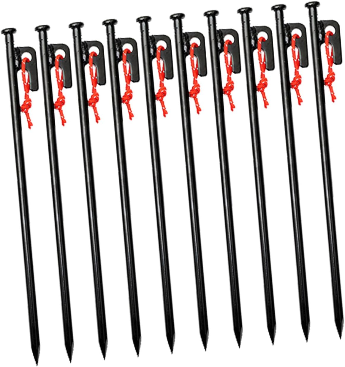 10pcs Heavy Duty Tent Pegs Ground Stakes Black 30cm Metal Tent Stakes with Storage Bag for Outdoor Camping and Accessories