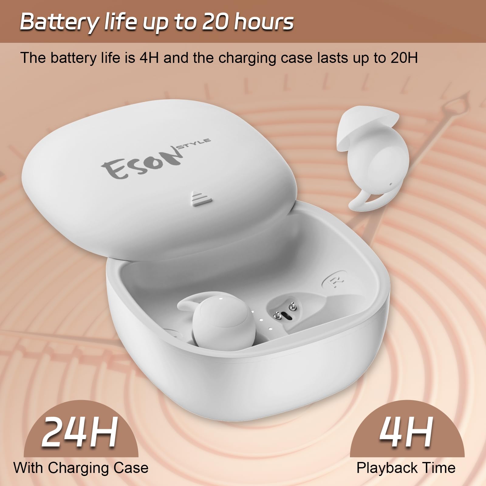 esonstyle Auriculares para Dormir Bluetooth 5.3, Auriculares Dormir con Reducción Pasiva de Ruido, Mini Cascos para Dormir Invisibles, IPX6, para Relajarse, Correr y Viajar