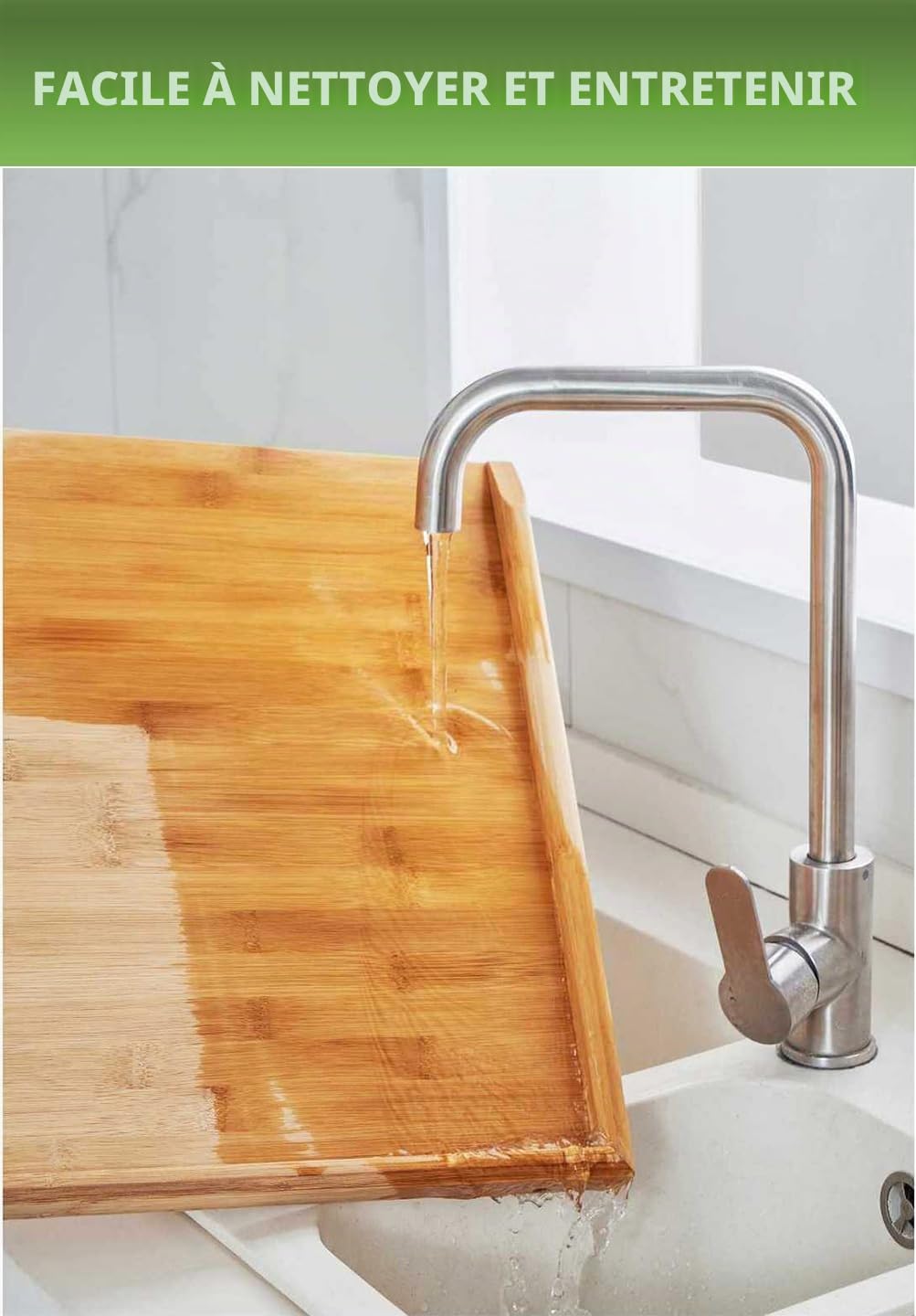 Planche à découper en bois extra large 70 x 45 x 2,5 cm - Planche à découper réversible pour cuisine - Grand plateau à découper avec rainure pour jus - Pour viande, légumes, fromages, pain