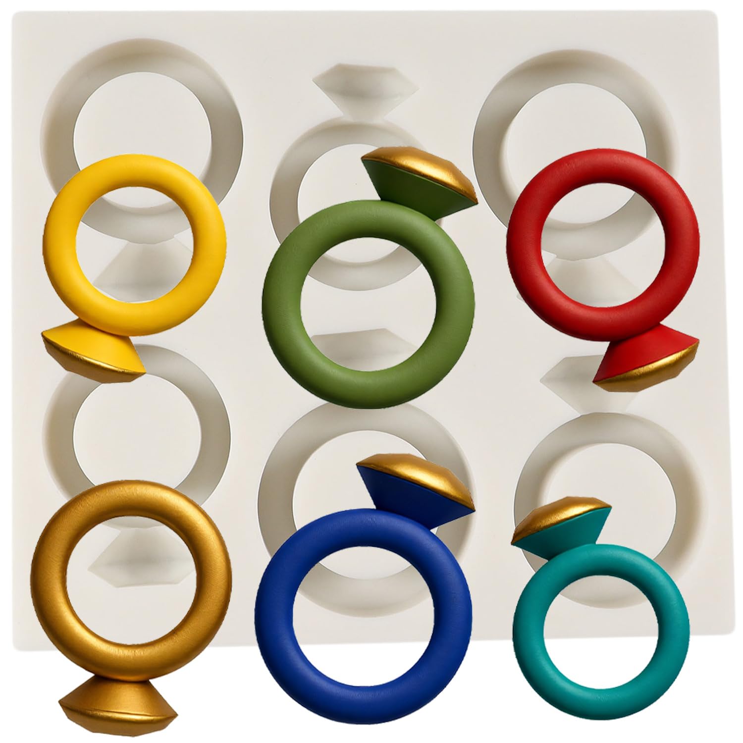MINFEIDMS Diamond Ring Silicone Fondant Moulds Wedding Engagement Ring