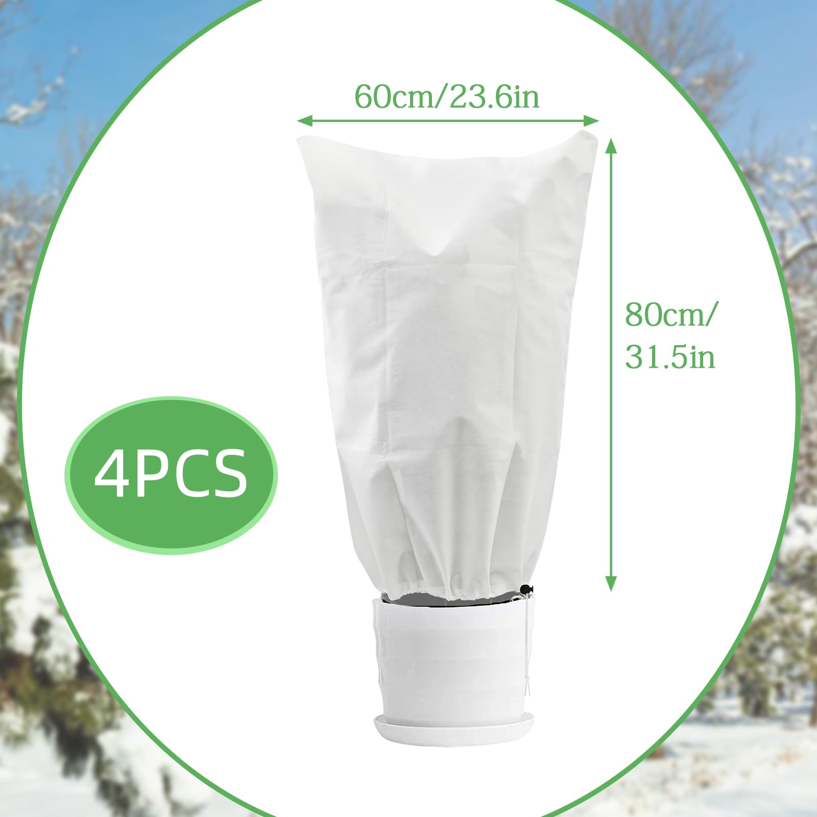 Housse D'hivernage Pour Plantes - 2 Pièces 60x80 Cm, 80g/m² - Fermeture éclair, Cordon - Protection Gel, Vent - 7