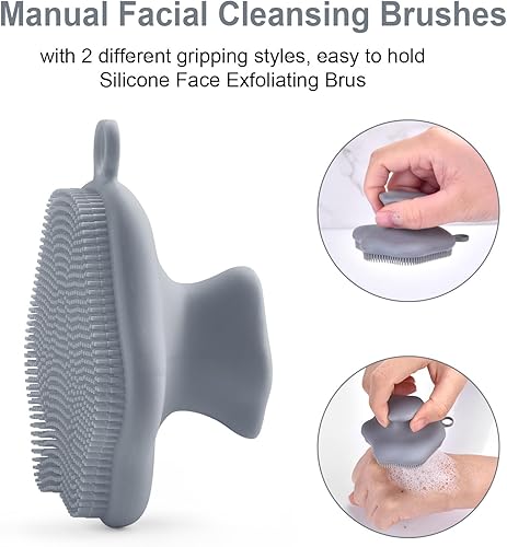 Miniatura 6 de Limpiador facial de silicona, cepillos de limpieza facial manuales, cepillo de limpieza facial ecológico para piel sensible, delicada y seca,