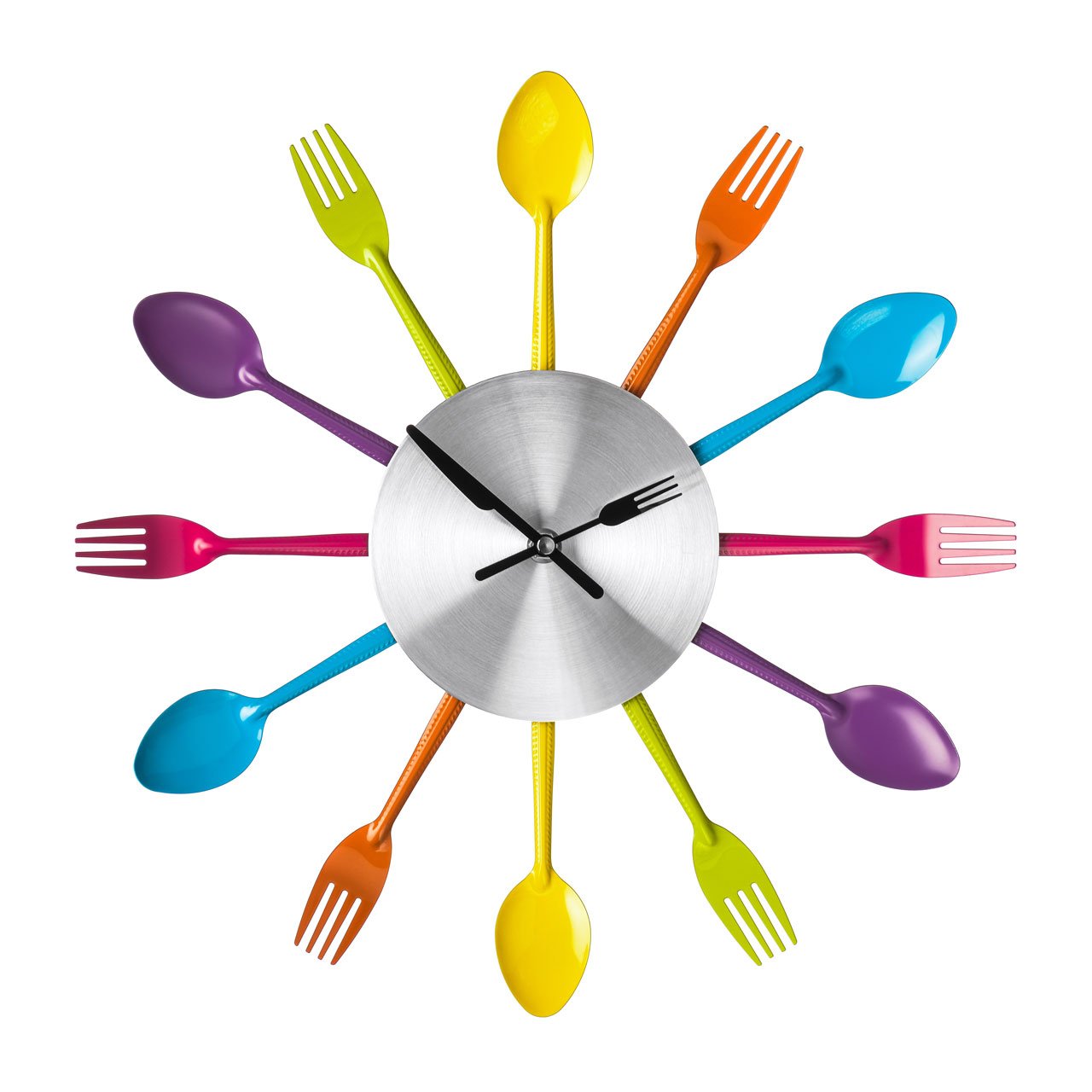 Premier Multi-Colour Housewares Cutlery Wall Clock, Metal, 5 X 37 X 37 Cm