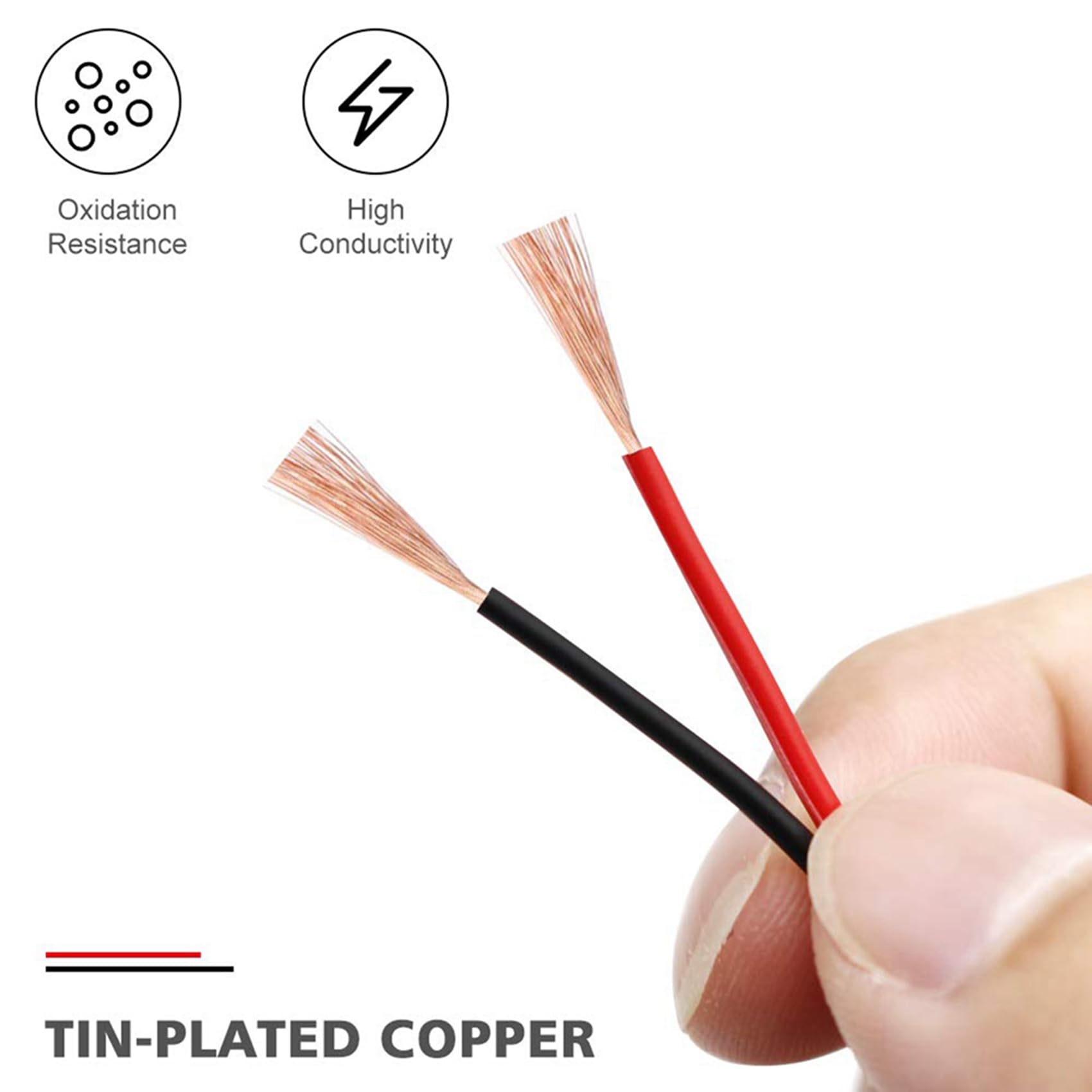 2X 2Pin Draht 100M 22AWG 12V/24V VerläNgerung Kabel Rot und Schwarz 2-Adriges Verzinntes Kupfer LED Licht Leiste Power Netzkabel