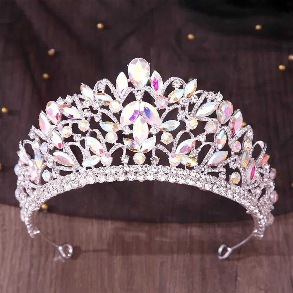 LNNSHX Elegante lila Braut Diadem Tiara Krone für Frauen Braut Hochzeit Haarschmuck Prinzessin Geburtstag Kopfschmuck