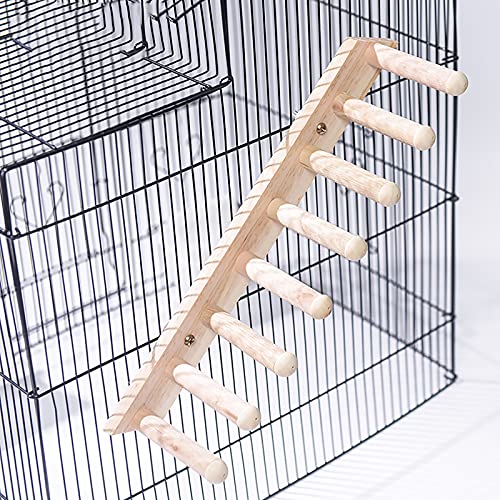 Bonaweite Parrot Bird Swing Wooden Ladder, Cage Hanging Pet Cage Bird Climbing Step Ladders, Bird Wooden Platform Perch Playground Play Stands Toys for Parakeet Cockatiel Conures Lovebirds Budgie