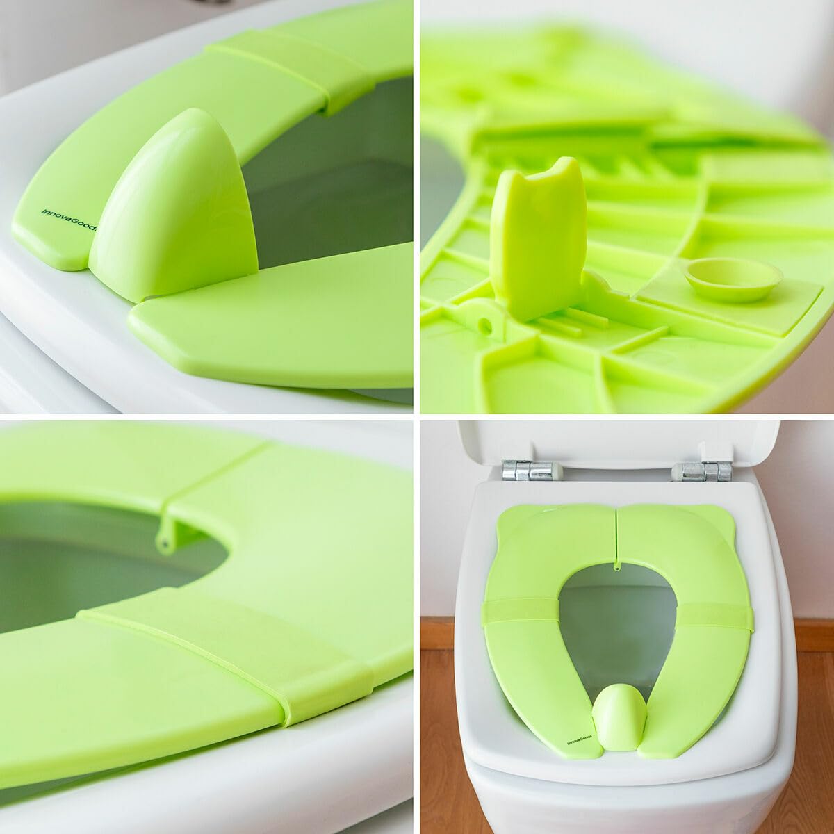 InnovaGoods® Adaptateur de siège de toilette pour enfants, siège de toilette pour enfants pliable avec base antidérapante, peu encombrant, siège de bébé portable, facile à nettoyer et à transporter.