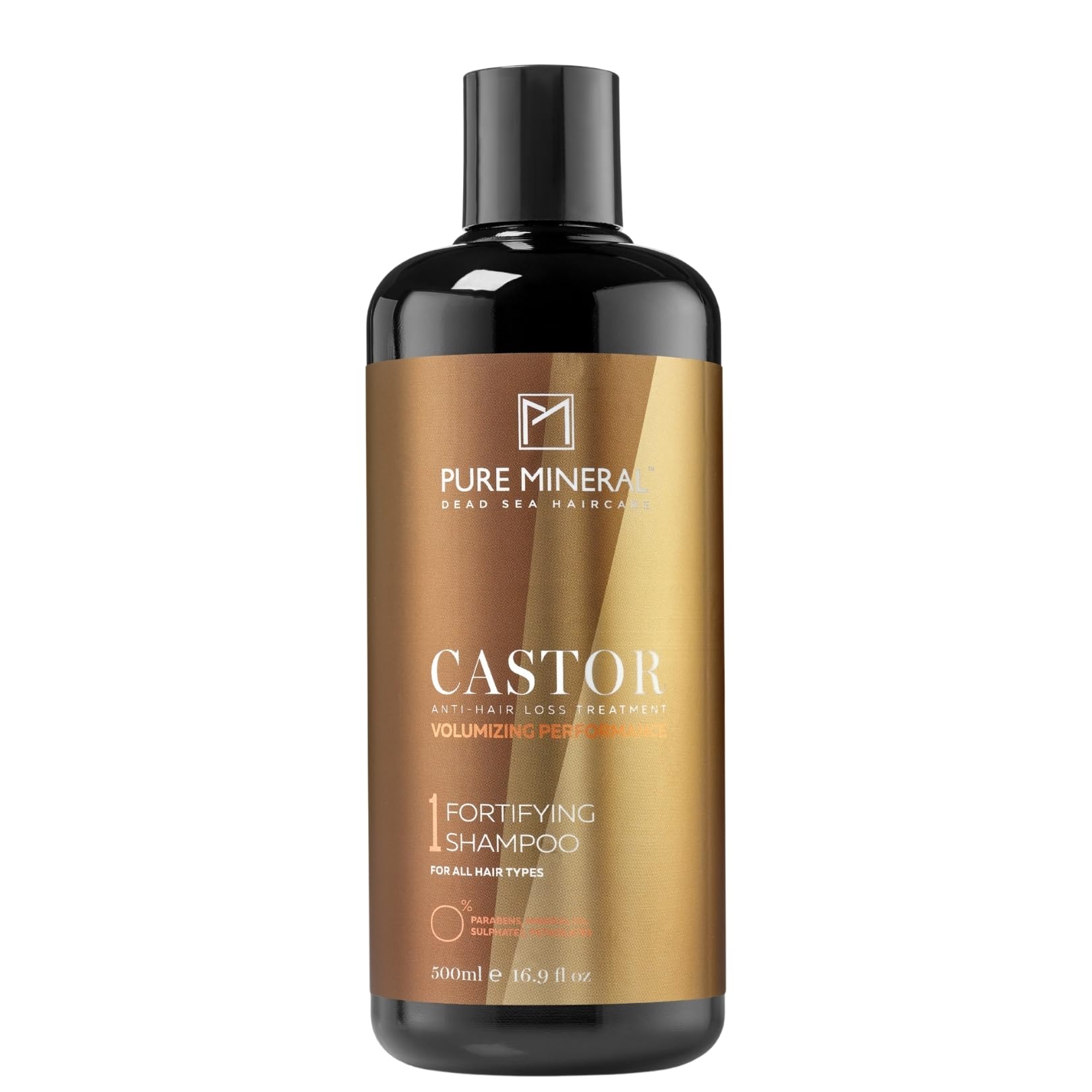 Pure Mineral - Castor Oil Shampoo - Strengthening & Restorative for Fragile Hair - Omega-9 - Sulfate-Free, Paraben-Free, Petrolatum-Free - 500ml