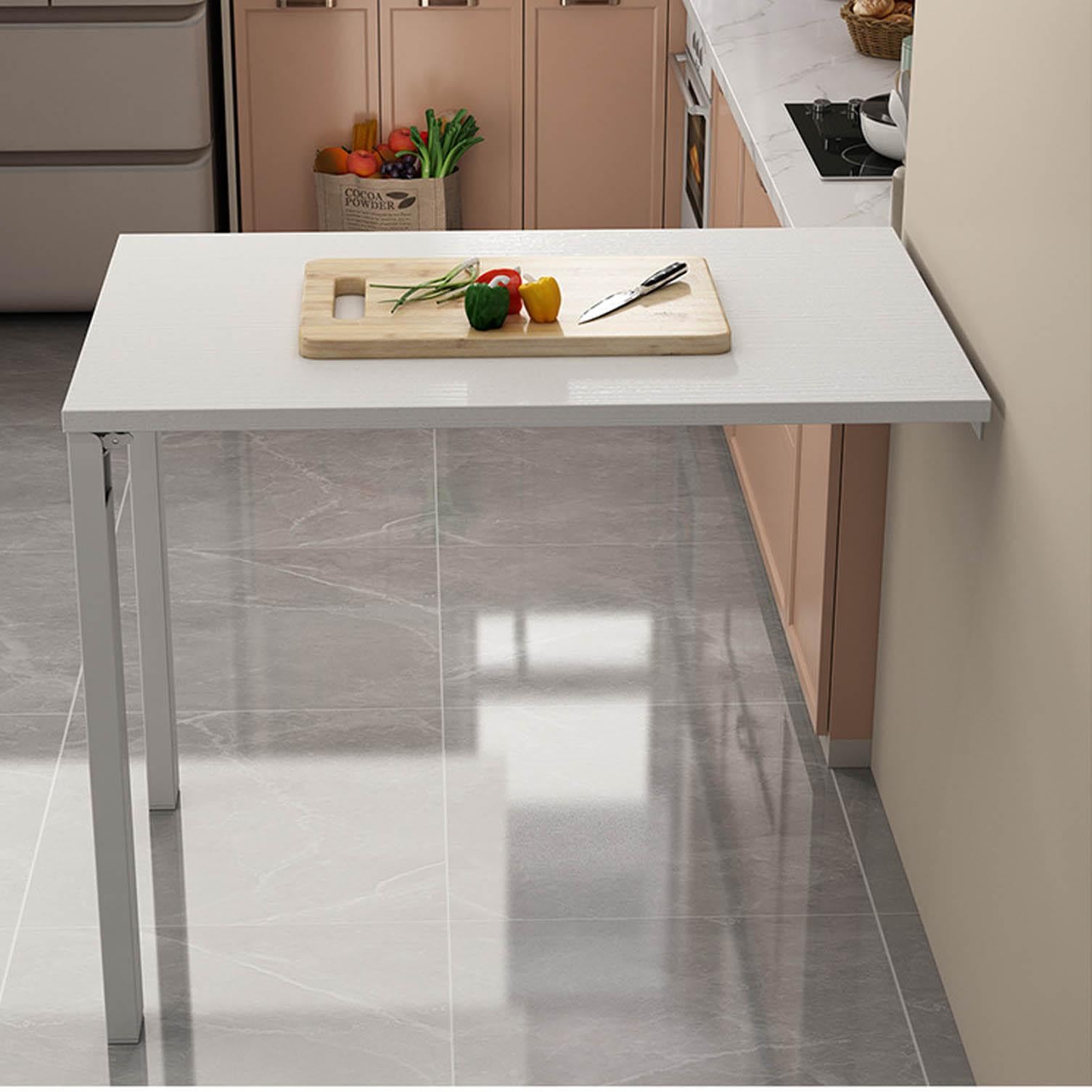 Mesa de comedor plegable para montar en la pared, mesa abatible de madera multifuncional, mesa compacta de estilo mural, patas de acero pintado, diseño que ahorra espacio