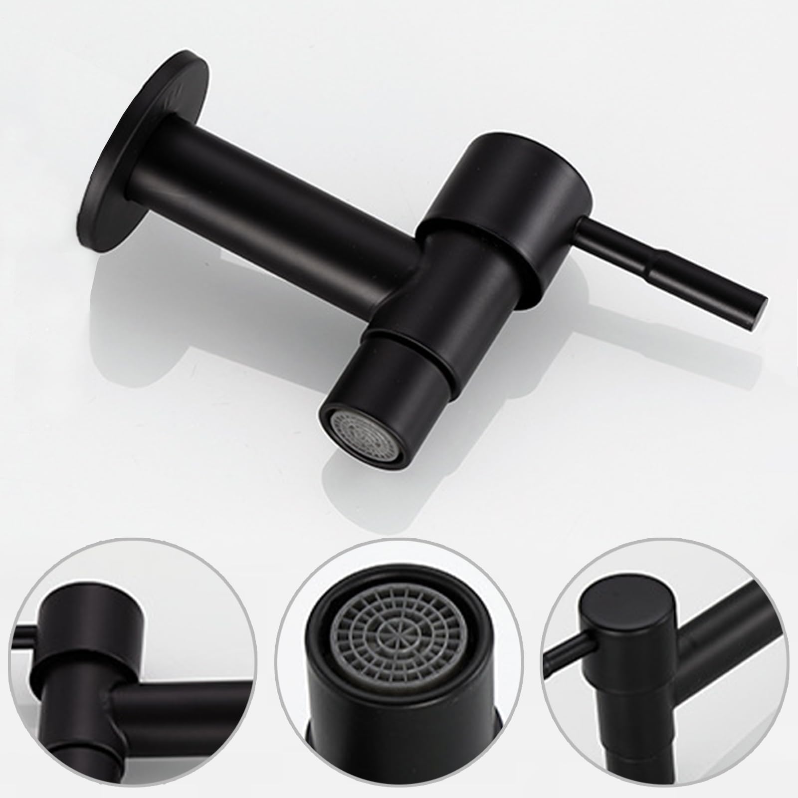 Wandwasserhahn Schwarz - Kaltwasser Armatur Für Garten, Bad & Waschmaschine