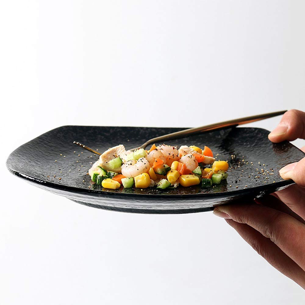 Zestaw 2 misek na sałatkę, zastawa stołowa w stylu japońskim, talerz do sushi, czarny talerz do sałatki barbecue, kreatywny ceramiczny talerz obiadowy,