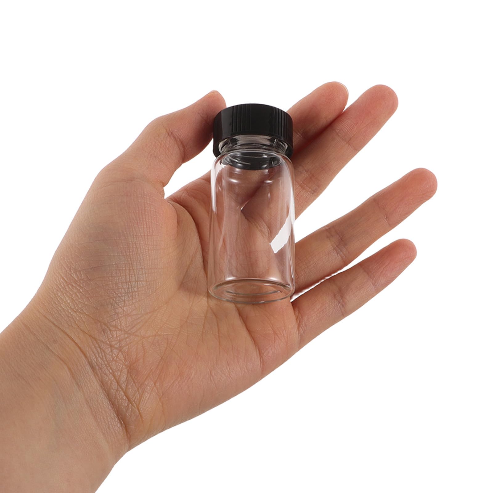 VOSAREA 100 Pezzi Mini Bottiglie di Vetro Trasparente 20ml Tappi a Vite | Contenitori in Vetro e Pp, Alta Trasparenza, Facili da Portare, per Viaggio ed Esperimenti